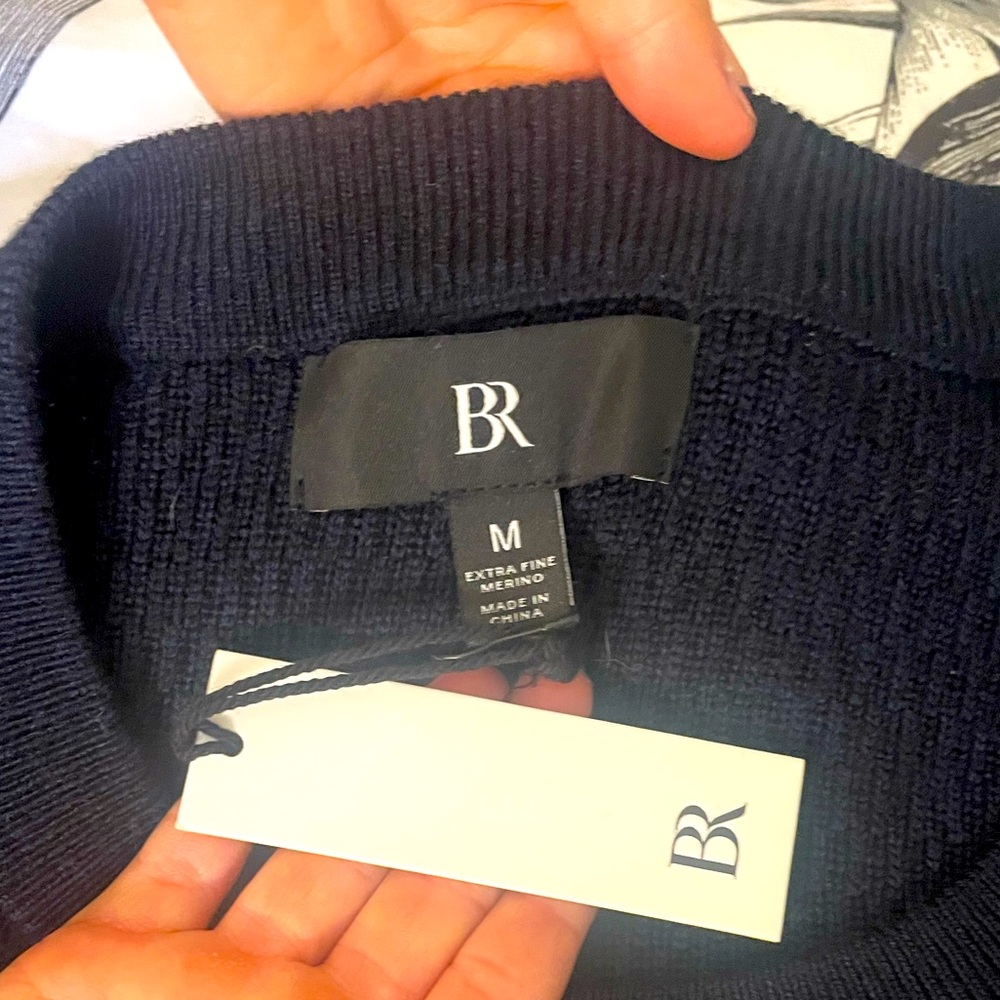 NWT Banana Republic Men's Dark Blue Merino Wool Crewneck Sweater